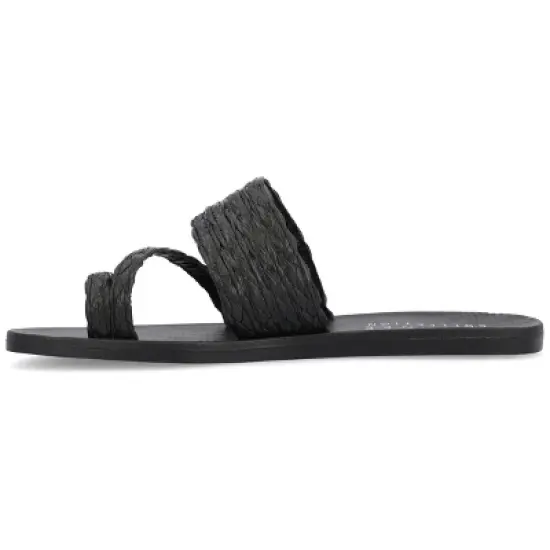 Journee Collection Womens Zindy Raffia Slip On Slide Sandal image {1}