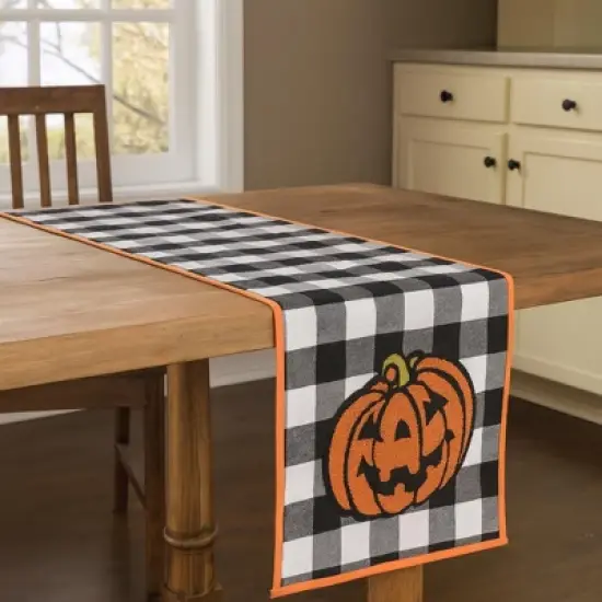 C&F Home Jack-O-Lantern Check Halloween Pumpkin Table Runner 13" x 72" image {2}