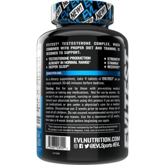 Evlution Nutrition EVL TEST - Testosterone Support Complex - 30 Servings image {2}