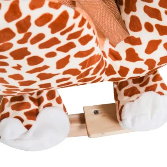 Qaba Kids Plush Rocking Horse Giraffe Style Themed Ride-On Chair Toy With Sound Brown image {5}