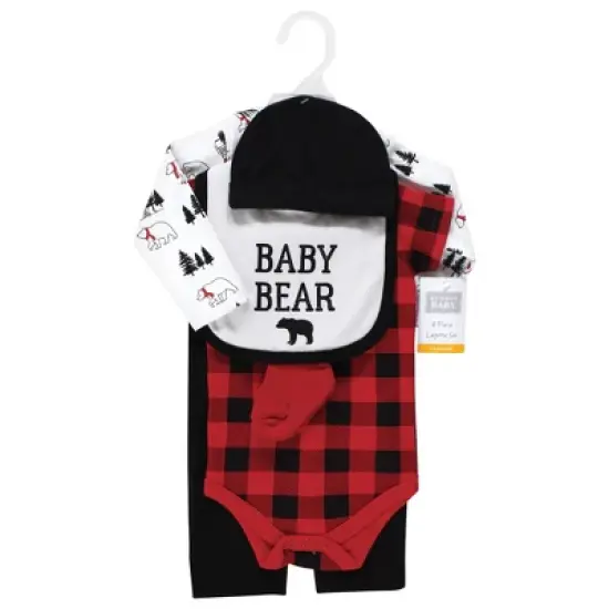 Hudson Baby Unisex Baby Cotton Layette Set, Buffalo Plaid Bear image {1}