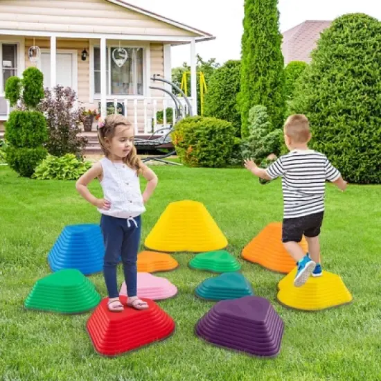 Costway 11 Pcs Stepping Stones with Full Non-Slip Edging for Children Indoor and Outdoor image {4}