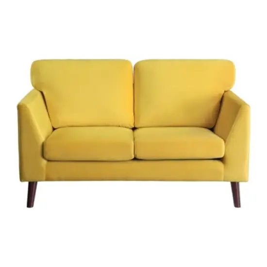 Tolley Velvet Loveseat in Yellow - Lexicon image {4}