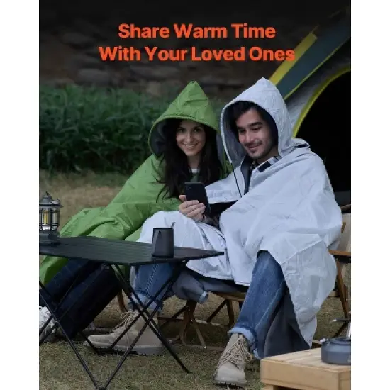 VEVOR Camping Blanket, Large Warm Wearable Stadium Blanket, Waterproof & Windproof, Polyester Fleece, Flame Retardant, 79" x 59", Light Grey image {5}