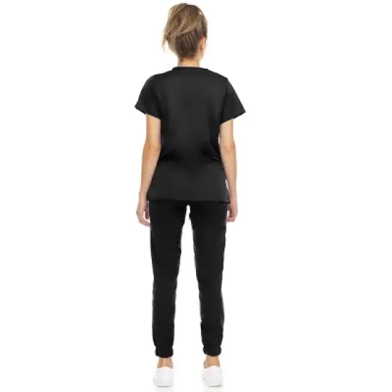MediChic Womens 8-Pocket Scrubs Set- V-Neck with 4-Pocket Jogger Scrub Pants image {1}