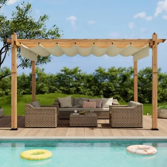 GustoWave Patio 10x13 Ft Wood-Grain Post Pergola Gazebo for Backyard Garden Porch image {5}