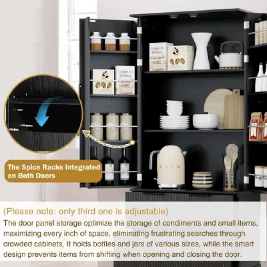 KWPZQEB 72" Storage Cabinets, Modern Kitchen Pantry Cabinet with 8 Hanging Shelves and 2 Large Drawer, Freestanding Cupboard for Living Room image {5}