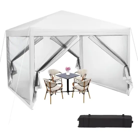 10x10ft Easy Pop-Up Canopy, Outdoor Screen Tent with Mosquito Netting, 2 Zipper Doors, and Roller Bag for Yard Camping Picnic Party Events image {11}