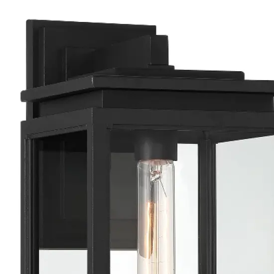 Possini Euro Design Atkins Modern Outdoor Wall Light Fixture Matte Black 14 1/4" Clear Glass for Post Exterior Barn Deck House Porch Yard Posts Patio image {3}