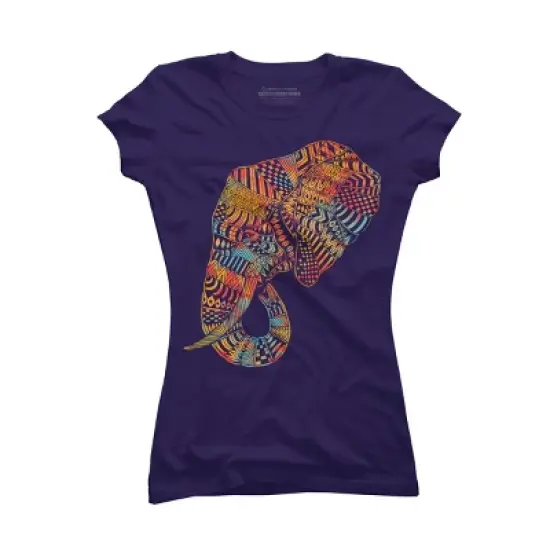 Junior's Design By Humans Elephant (Majestic) By kase T-Shirt image {7}