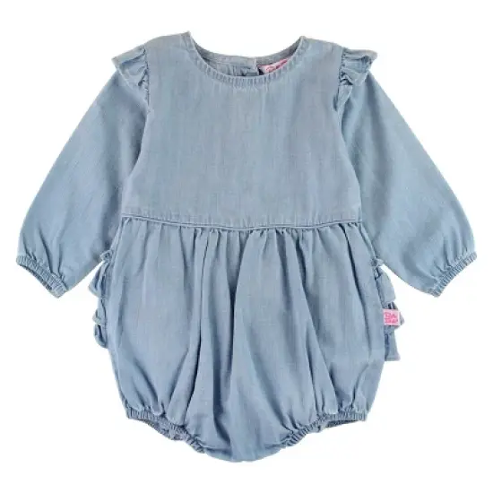 RuffleButts Baby Girls Long Sleeve Flutter Bubble Romper image {6}