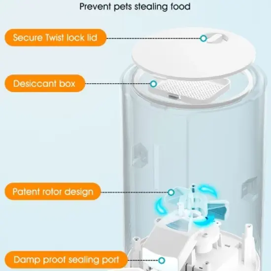 WOPET Automatic Cat Feeder Dry Food Dispenser 5L Timed with Portion Control image {7}