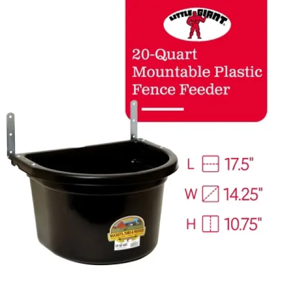 Little Giant Heavy Duty Mountable Plastic Fence Feeder Bucket for Feeding Small Livestock and Pets at Home or Farm image {1}