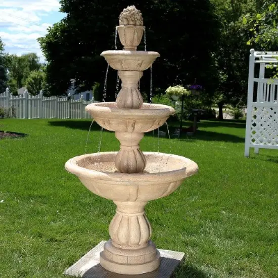 Sunnydaze 61"H Electric Polyresin and Fiberglass 3-Tier Cornucopia Outdoor Water Fountain image {1}