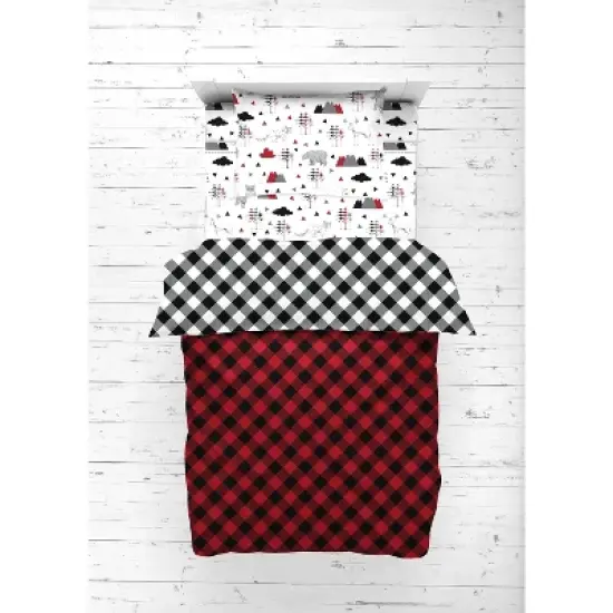 Bacati - Lumberjack Red Black 5 pc Toddler Bedding Set image {6}