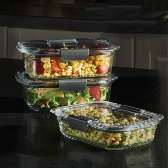 Rubbermaid Brilliance 18pc Glass Food Storage Container Set: Clear, Microwave & Dishwasher Safe, Includes Lids, 1-Year Warranty image {4}