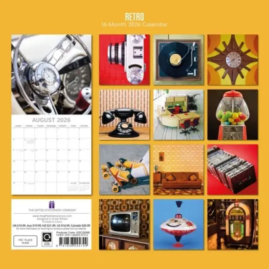 2026 Square Wall Calendar, Retro, 16-Month Lifestyles Theme with 180 Reminder Stickers (12x12 In) image {3}