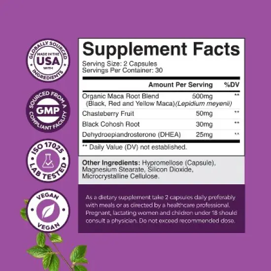 Perimenopause Support Capsules, Women's Pre Menopause Support, Women's Wellness Supplement, Nature's Craft, 60ct image {1}