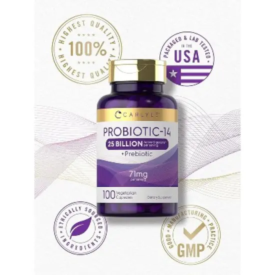 Carlyle Probiotic-14 | 25 Billion CFU | 100 Capsules image {4}