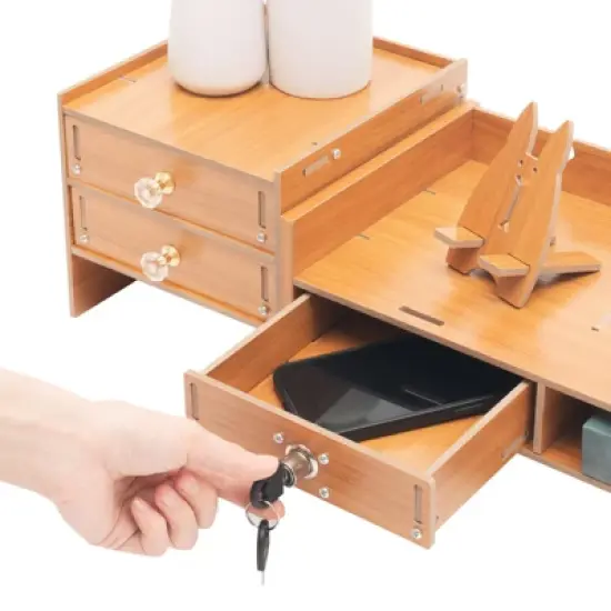 YIYIBYUS Computer Monitor Stand, Computer Rack with Drawers, Desktop Organizer Rack image {6}