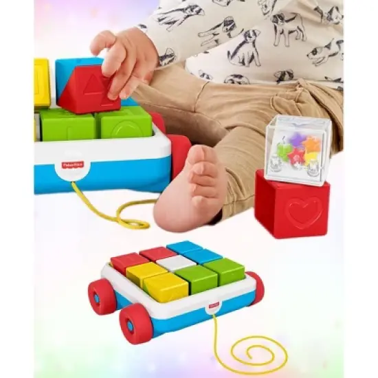 Fisher Price - Pull-Along Colorful Activity Blocks, Toy Block Wagon for Babies image {2}