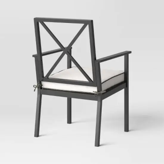 2pc Searsburg Aluminum Outdoor Patio Dining Chairs Arm Chairs Black - Threshold&trade; image {2}