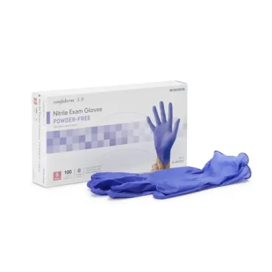 3.0 Confiderm McKesson Nitrile Exam Glove Blue Textured Fingertips image {5}