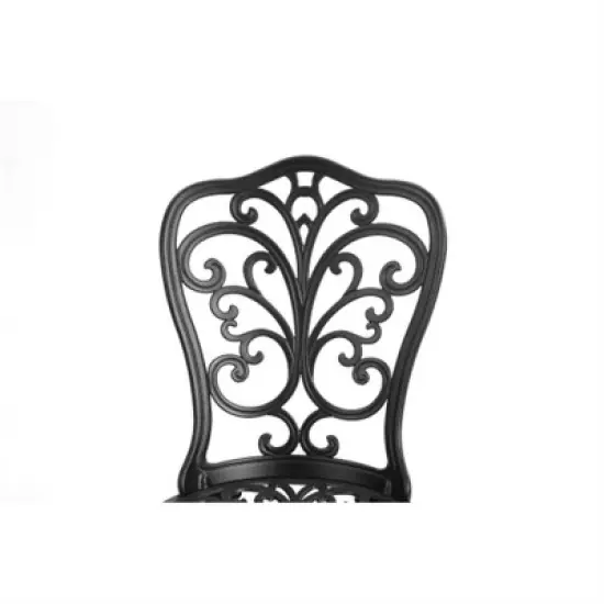 SKRAN Set of 3 Outdoor Table and Chair Set , Patio Furniture Set,Rust-Resistant Cast Aluminum Patio Bistro Set for Patio, Balcony, Garden, Black image {6}