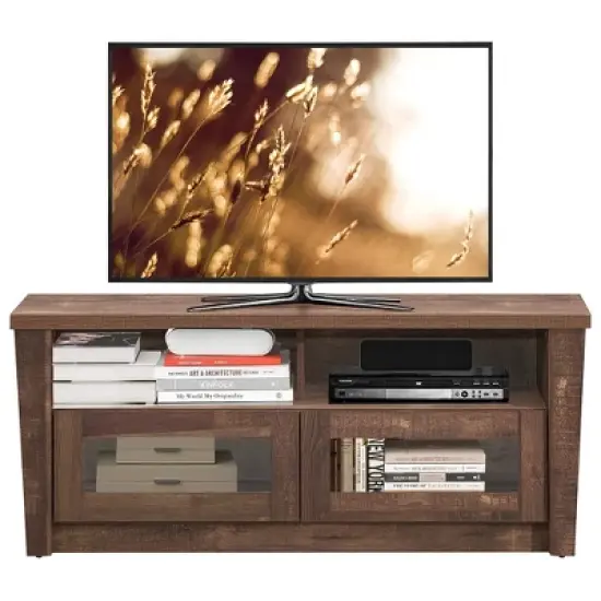 Costway TV Stand Entertainment  Center Hold up to 55'' TV with 2 Shelves & 2 Door Cabints image {8}