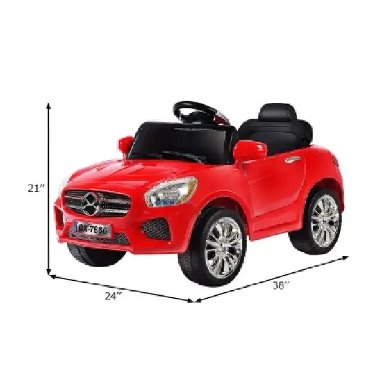 Costway 6V Kids Ride On Car RC Remote Control Battery Powered w/ LED Lights MP3 Red image {2}