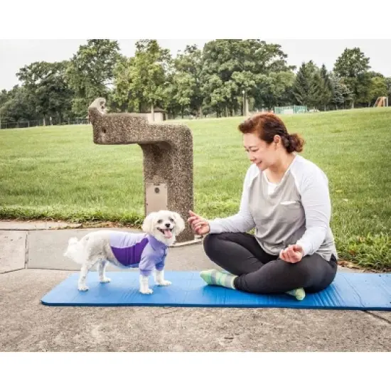 Pet Life Active Barko Pawlo Relax-Stretch Wick-Proof Dog and Cat Polo T-Shirt - Purple - XS image {8}