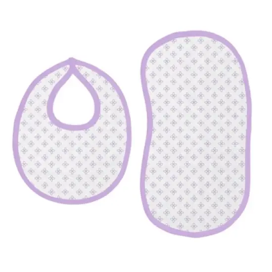 Bacati - Petals/Floral Muslin 4 pc set of Bibs & Burp Cloths Set Lilac image {2}