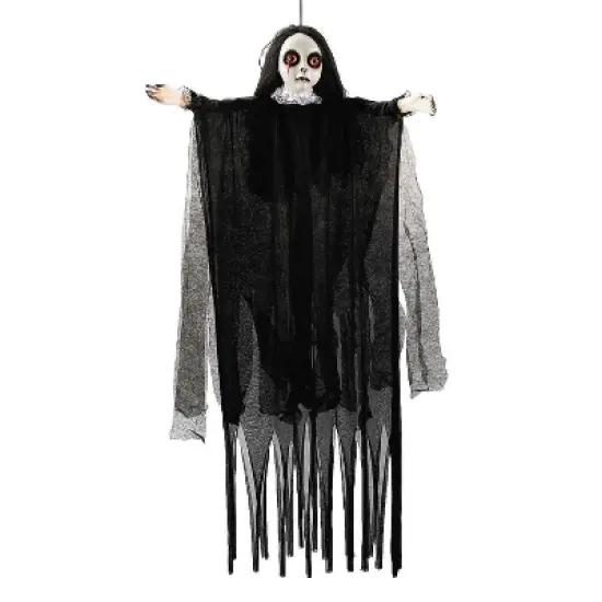 Sunstar 4 Ft. 3" Posable Hanging Girl Dressed in Black Halloween Decoration image {1}