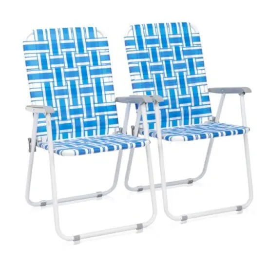 KTMBDW Patio Lawn Folding Chairs Set of 2, Outdoor Beach Portable Lawn Chair Camping Chair Beach Chair for Yard, Garden Dining, Blue image {10}