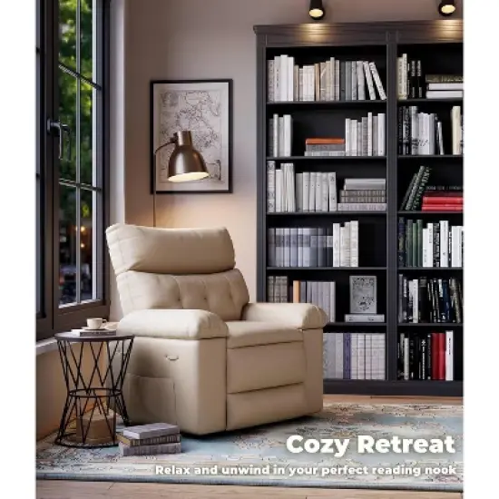 Manual Recliner Chair, 360 Degree Swivel Sofa, Pu Leather Cozy Lounge Chair with Side Pocket image {7}