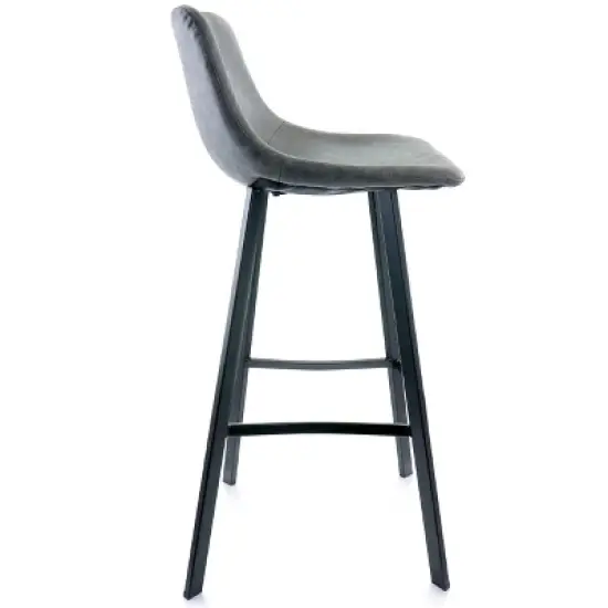 Elama Faux Leather Bar Stool in Gray with Black Legs image {2}