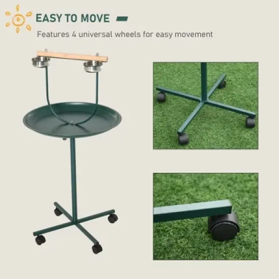 Resenkos 48" Rolling T-Stand Bird Training Activity Playground With Perch Green image {5}