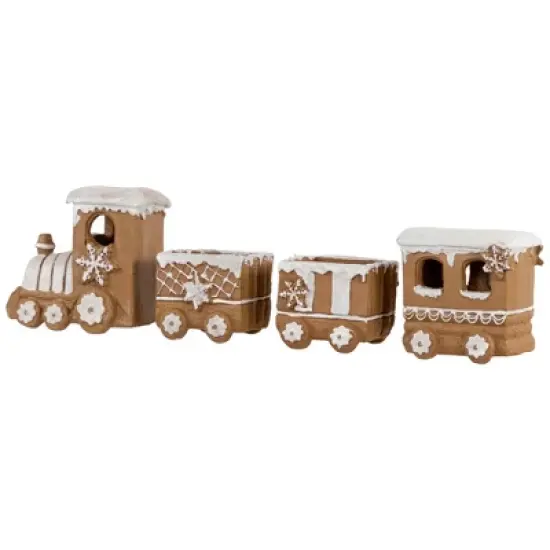 Northlight Frosted Snowflake Gingerbread Train Christmas Decoration - 5.5" - 4-Piece image {3}