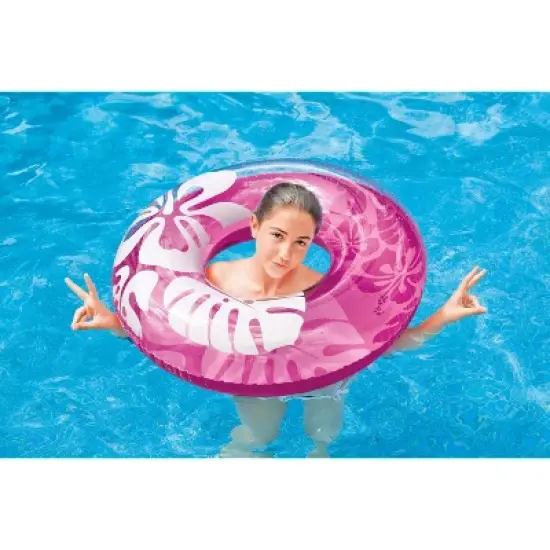 Intex 36 Inch Transparent Inflatable Round Swimming Pool Ring Float (2 Pack) image {2}