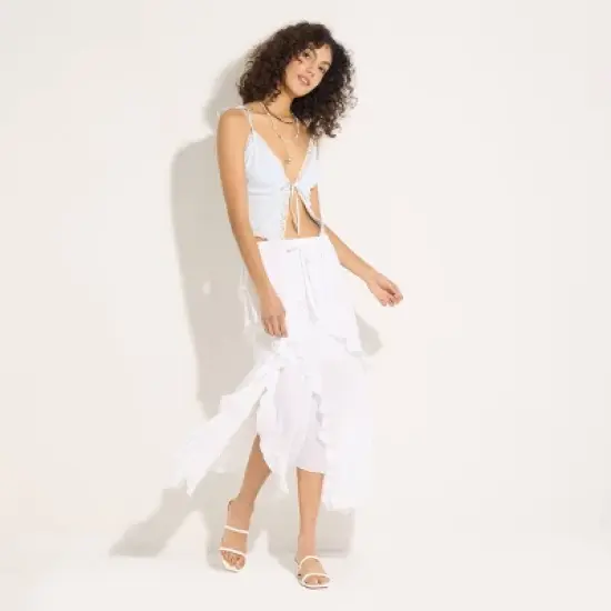 Women's Ribbed Lace Trim Crop Top - Wild Fable&trade; image {3}