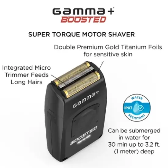 GAMMA+ Boosted Cordless Double Foil Shaver, USB-C Rechargeable with Integrated Micro Trimmer image {4}
