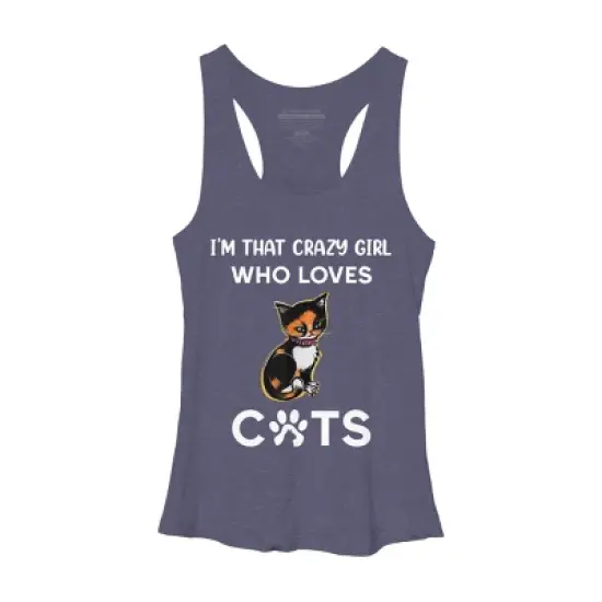 Women's Design By Humans I'm That Crazy Girl Who Loves Cats Cartoon By MeowShop Racerback Tank Top image {3}