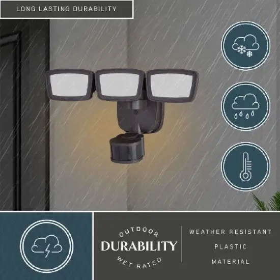 VAXCEL Integrated LED Motion Sensor Dusk to Dawn 3-Head Outdoor Security Flood Light - 240 Degree - 85 Ft. image {4}