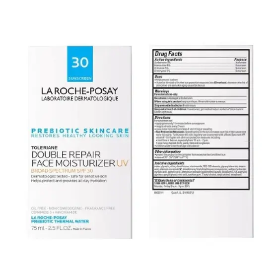 La Roche Posay Face Moisturizer with Sunscreen, Toleriane Double Repair UV Facial Moisturizing Lotion with Niacinamide - SPF 30 - 2.5 fl oz image {3}