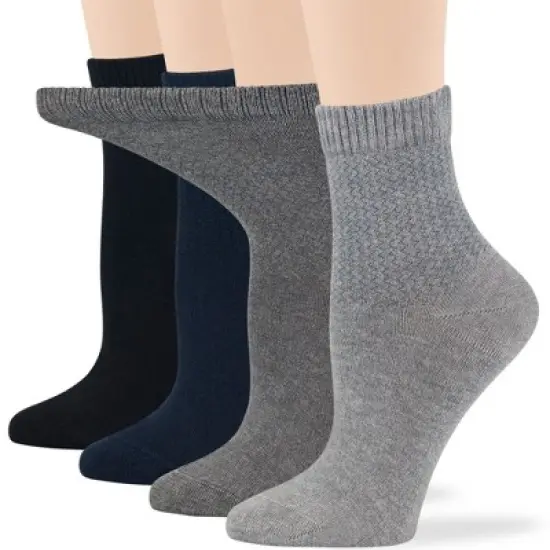 Women's Cotton Diabetic Quarter Solid Socks - 4 Pack - Shoe Size 5-9 Medium, 8-12 Large | 7BIGSTARS KINGDOM image {7}