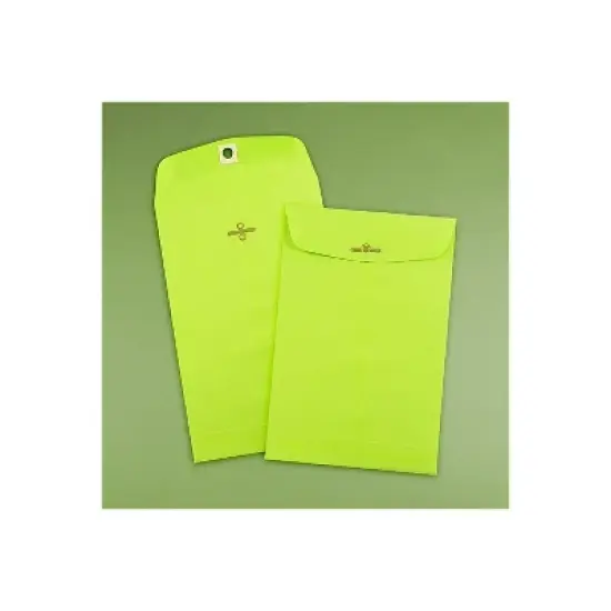 JAM Paper 6 x 9 Open End Catalog Colored Envelopes with Clasp Closure Ultra Lime Green 10/Pack image {3}