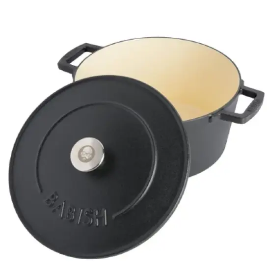 Gibson Home Babish 6qt Round Matte Enamel Cast Iron Dutch Oven: 14.75" Braisers, Hand Wash, Non-Induction Compatible image {1}