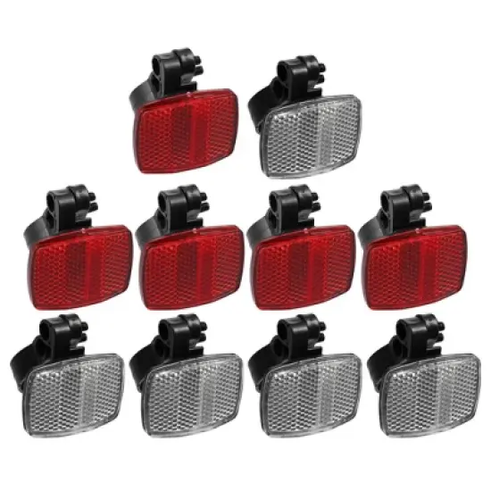 Unique Bargains Bicycle Front Rear Reflector Kit Red and White 10 Pcs image {6}