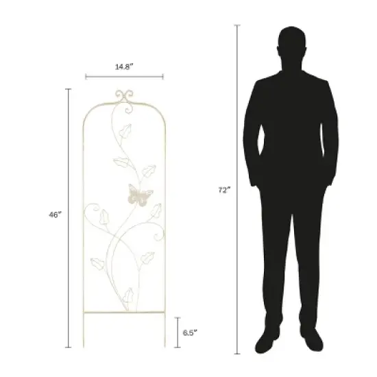 Garden Trellis-For Climbing Plants- 46-Inch White Decorative Leafy Vine & Butterfly Metal Panel-For Roses, Vegetable Plants & Flowers by Pure Garden image {1}