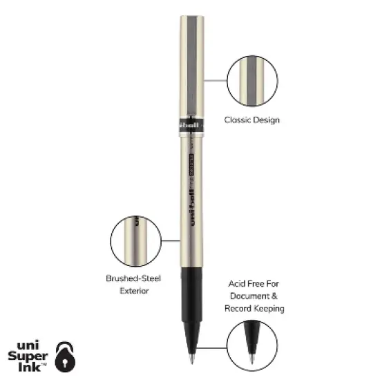 uni-ball Deluxe Rollerball Pens Fine Point Black Ink 12/Pack (60052) image {2}